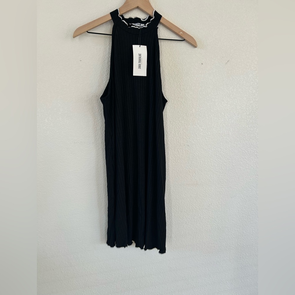 Zara Ribbed Black Sleeveless Top